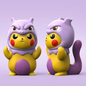 Pikachu Cosplay Mewtwo (Easy Print No Supports)