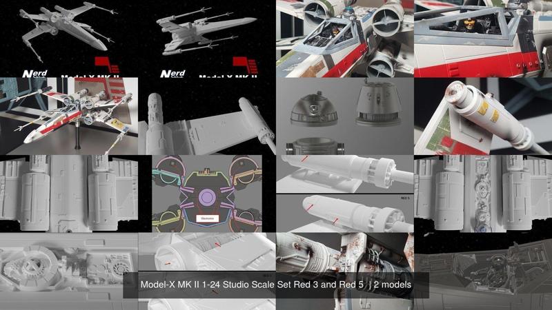 Model-X MK II 1-24 Studio Scale Set Red 3 and Red 5  3D Model Collection