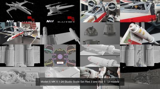 Model-X MK II 1-24 Studio Scale Set Red 3 and Red 5  3D Model Collection
