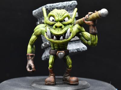 Orc Beserker Miniature (with and without supports)