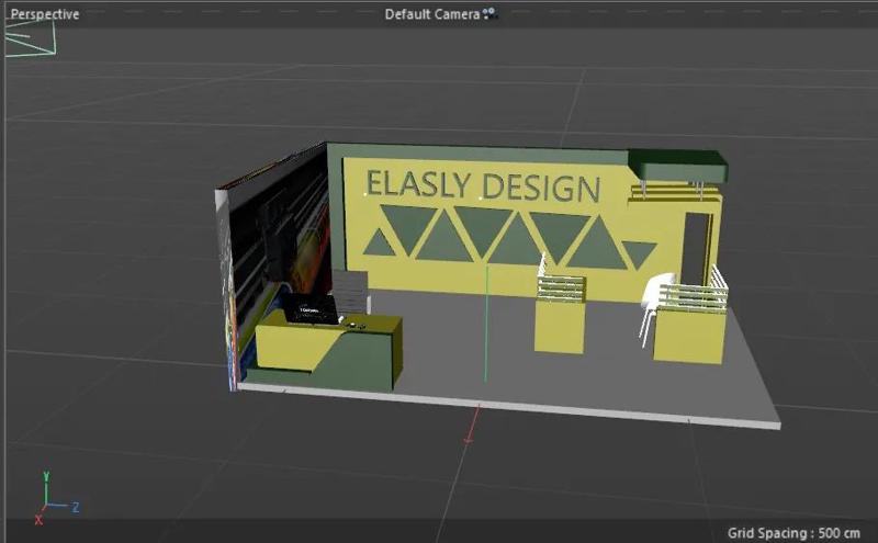Exibtion stand  for printing press cinema 4D