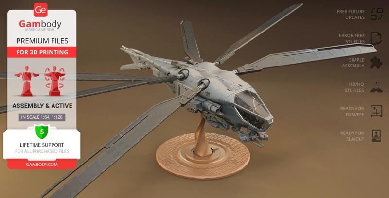 Harkonnen Ornithopter STL files for 3D Printing | Assembly + Active