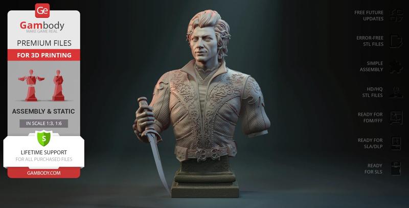 Astarion Bust STL Files for 3D Printing | Assembly Model