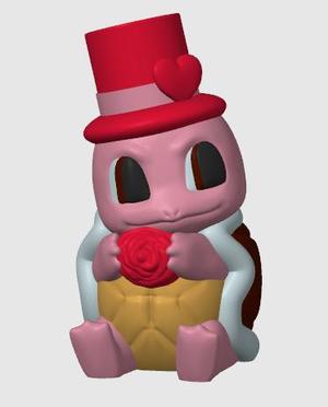 Valentine Squirtle Pokemon (No support, 3MF included)