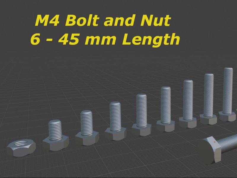 M4 Bolt and Nut 6-45mm Length
