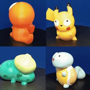 Silly Pokémon Set (4pcs) 🤣: Charmander 🔥, Bulbasaur 🌱, Squirtle 💧, Pikachu ⚡️