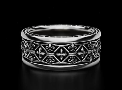 Cross ring with fleur-de-lis 3D printable model 682