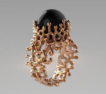 Coral Black Pearl ring