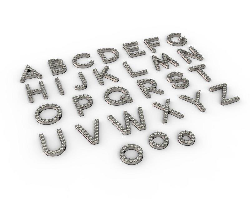 Diamond Alphabet Letters gemstones 1mm Collection 2