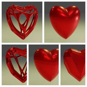 Valentine Heart Design 13 Collection (Simple heart/smoothed/LowPoly/Wireframe/Voronoi)