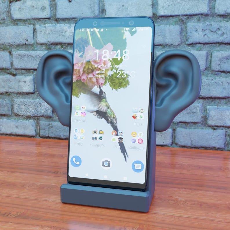 3d printing file stl file idea phone holder with ears