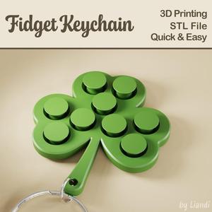 Shamrock STL Fidget Keychain for St Patricks Day – 3D Print File, Stress Toy Keyring, Digital Download for Commercial Use