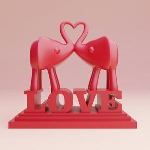 3d printing stl file Elephants Shaping a Heart Decorative Romantic Gift