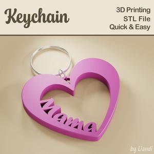 Love Mama Heart STL Keychain – 3D Print File, Mother’s Day Gift Keyring or Bag Charm, Digital Download for Commercial Use