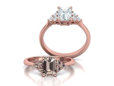 1ct Emerald Cut Diamond Engagement Ring  3dmodel