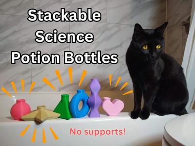Surprisingly Stackable Set of 6 Support-Free “Potion” Bottles for Physics and Math Exploration
