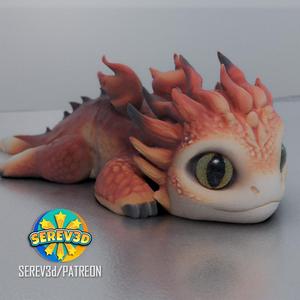 Baby Fire Elemental Dragon – Articulated – 3D print STL and multicolor 3MF file