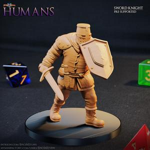Human Sword Knight 1A Miniature – Pre-Supported