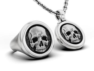 Skull Signet Ring and Pendant 3D Model Collection