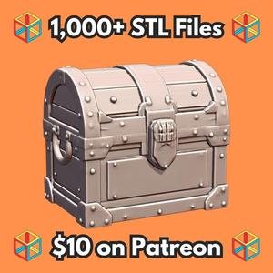 28mm DND Sturdy Treasure Chest Miniature for Dungeon Props MineeForm FDM 3D Print STL File