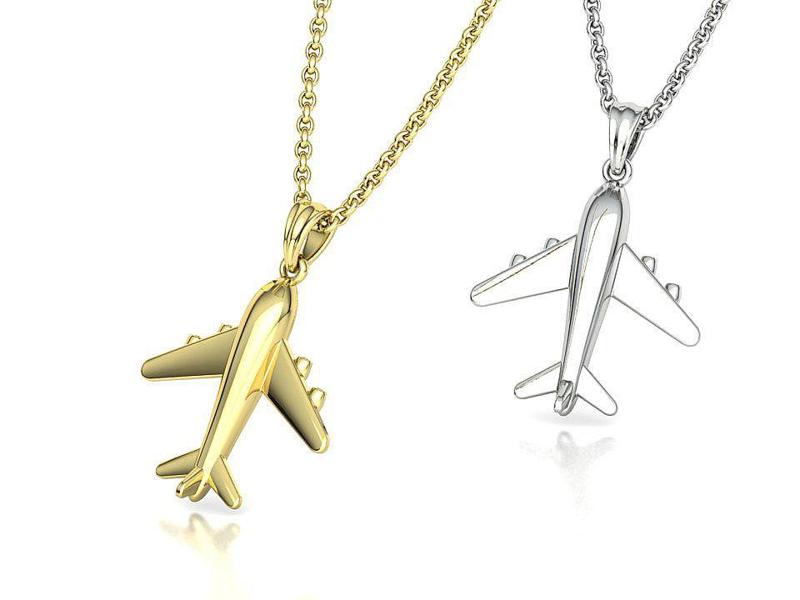 Airplane Pendant Travel Necklace  Own Design 3dprint Wax