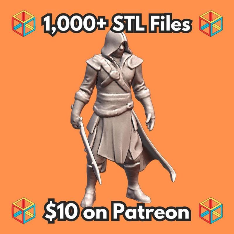 28mm DND Assassin with Cloak and Blade Miniature MineeForm FDM 3D Print STL File