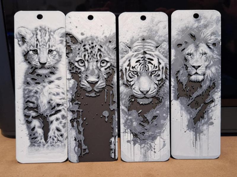 Set of 4 big cats bookmarks