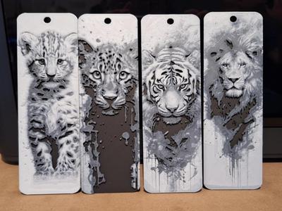 Set of 4 big cats bookmarks
