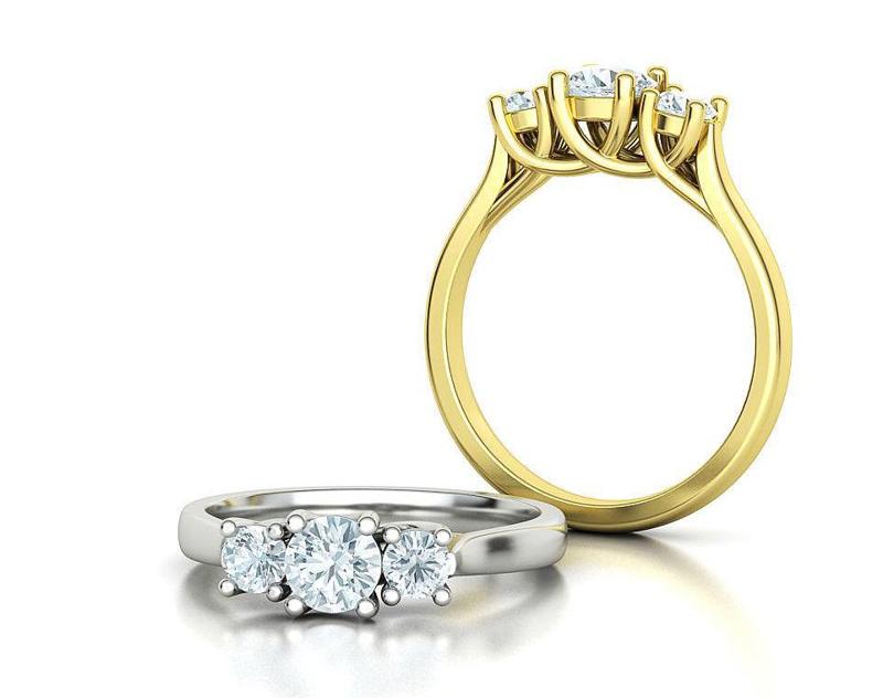 Trellis 3 STONE Engagement Ring 5mm main stone 3dmodel