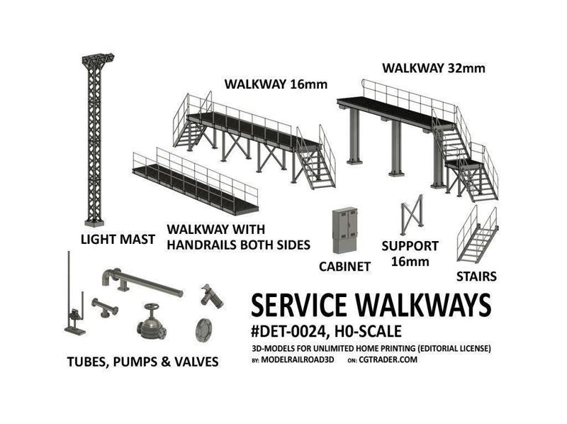 DET-0024 Service walkways steel H0-scale 26 items