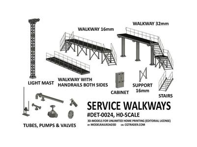 DET-0024 Service walkways steel H0-scale 26 items