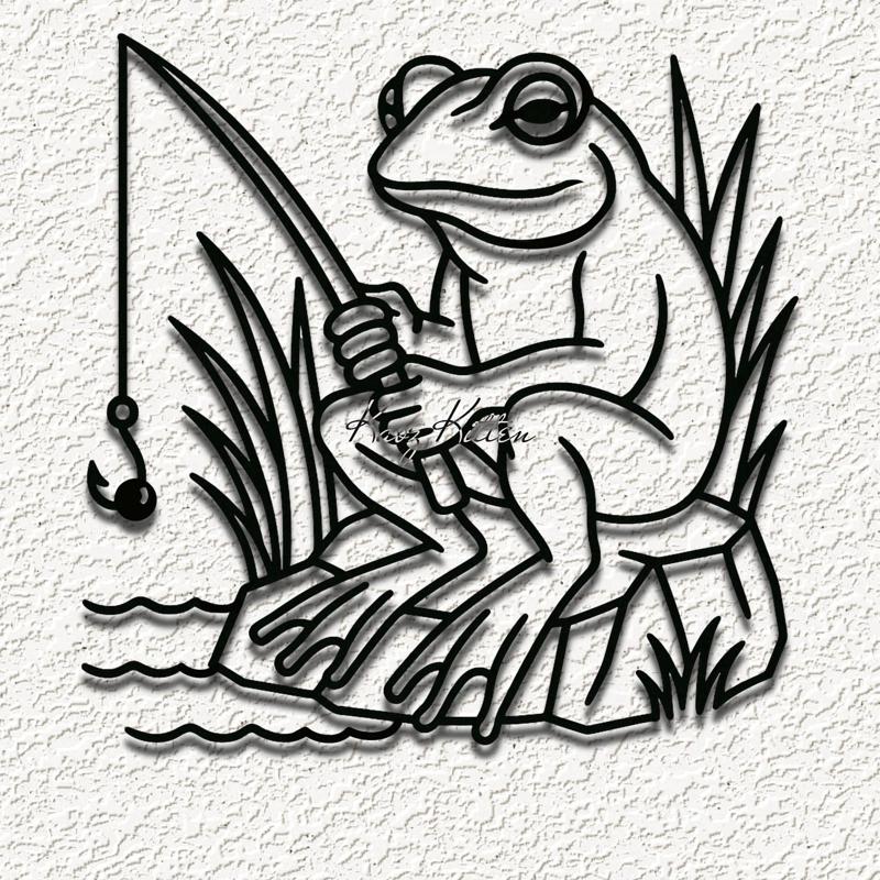fishing frog wall art home decor