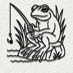 fishing frog wall art home decor