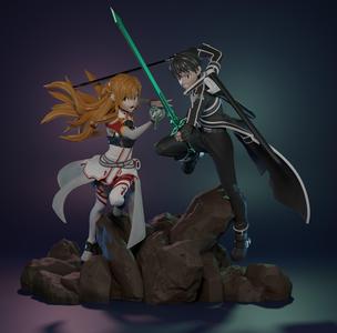 Asuna and Kirito From SwordArtOnline 3dPrint