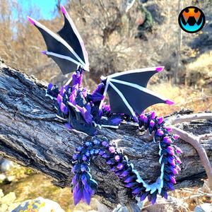 Crystal Wolf Dragon, Articulated Lupine Dragon, Flexible Print In Place
