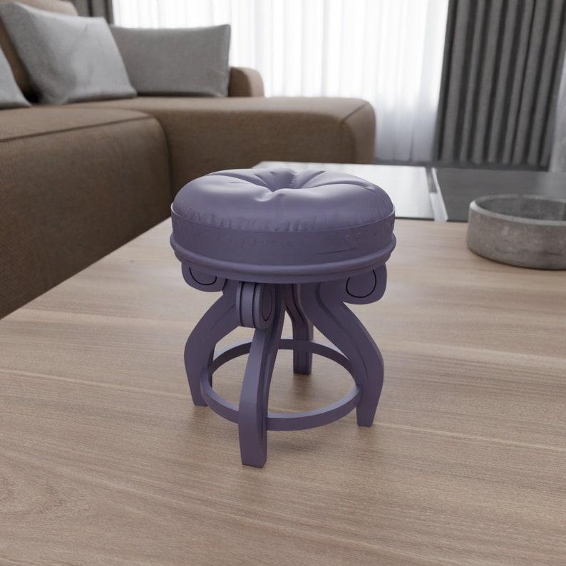 3D Footstool Decor for Home and Living with 3D Print Stl Files & 3D Printing, Miniature Chairs, Footstool Small, Chair, 3D Printed Decor