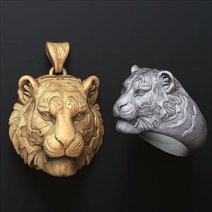 Tiger Pendant Ring Set