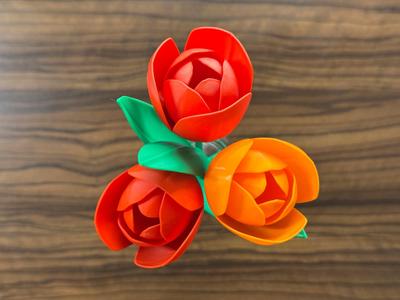Tulip with stem and leaf