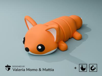 Cute Flexi Pets Fox (Keychain & Magnet)