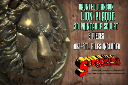 Haunted Mansion Lion Plaque 3D Printable Sculpt