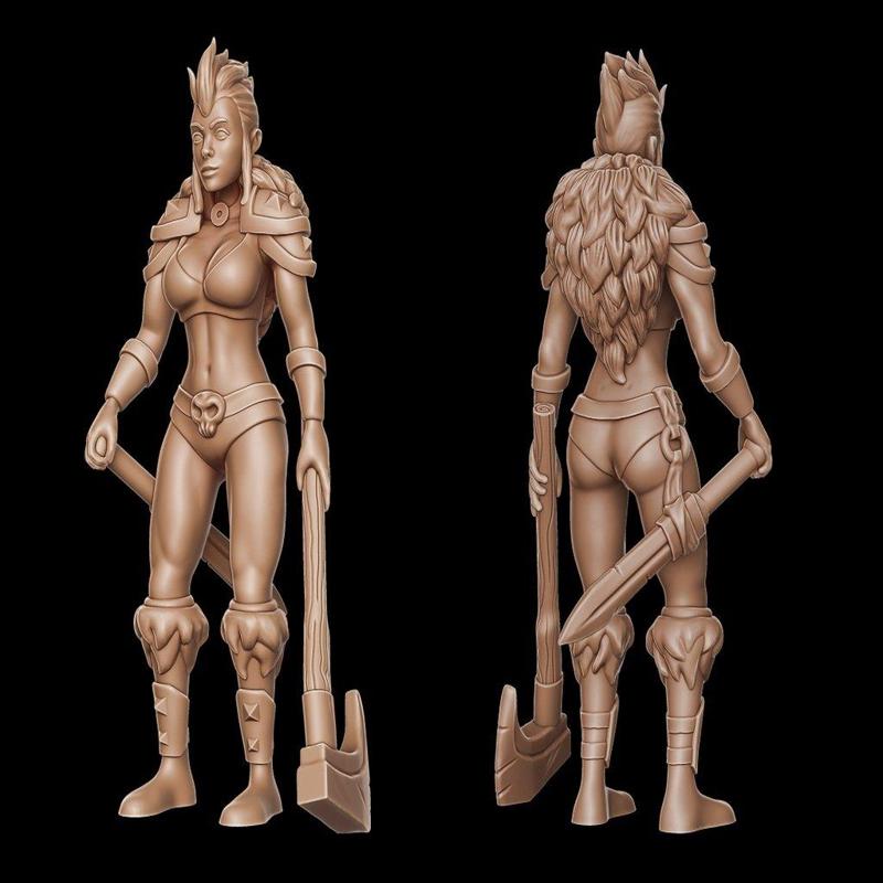 Barbarian girl 2 (28mm DnD miniature)