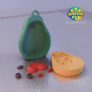 Avocado Valentines Couple Keychain - 3D print STL and multicolor 3MF file