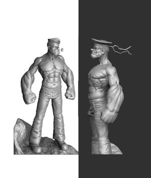 POPEYE the Sailor Man  2 cap options for 3D print