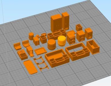 28mm postapocalyptic/sci-fi building details: furniture greebles set 2