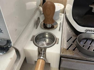 Coffee stand tamping station for 58mm portafilter