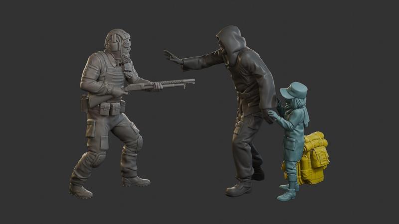 Post-Apocalyptic Male PAM2 SceneB 3D Model Collection