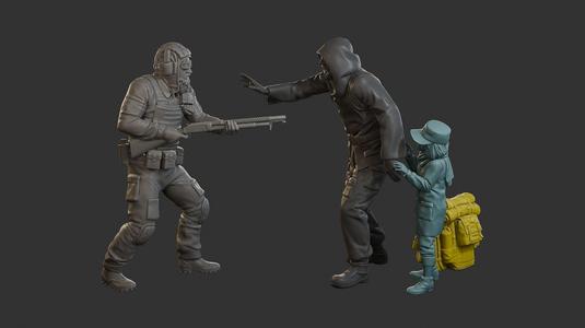 Post-Apocalyptic Male PAM2 SceneB 3D Model Collection