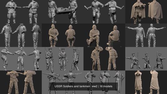 USSR Soldiers and tankmen  ww2 3D Model Collection