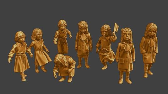 ww2 Casual Little Girl CLG1 Pack 1 3D Model Collection