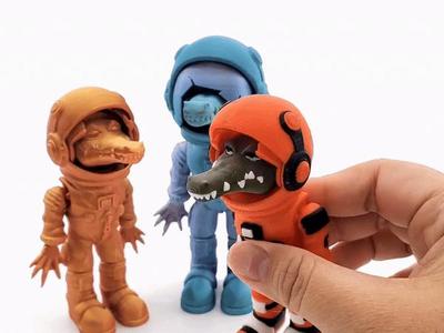 Articulated Gator Astronaut by Cobotech, Articulated Toys, Desk Decor, Cool Gift